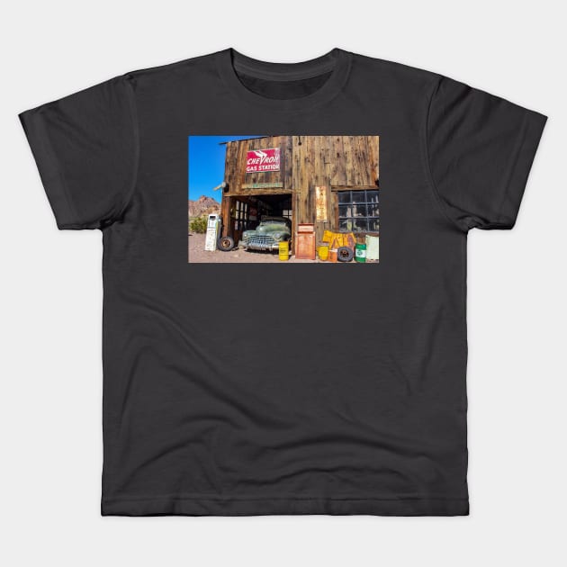 Chevron Gas Station Kids T-Shirt by Rob Johnson Photography